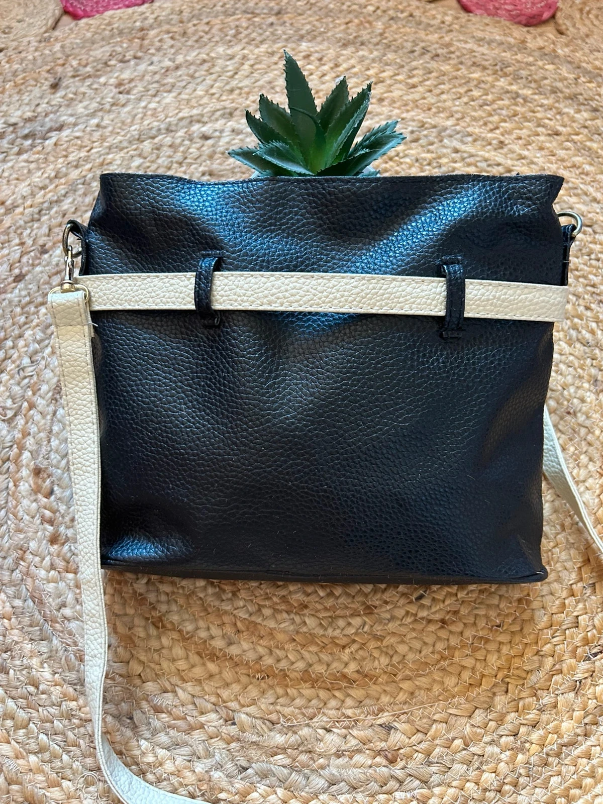 👜🌿Vintage 90s bohemian sailor Coastal boho navy & white crossbody bag🌿👜 – photo 6